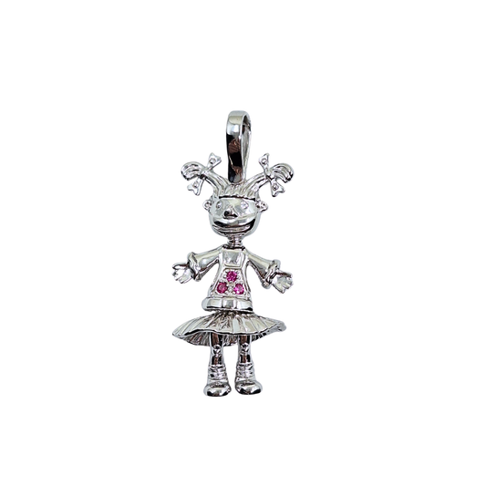 Silver Cubic Zirconia Angelica Doll Pendant
