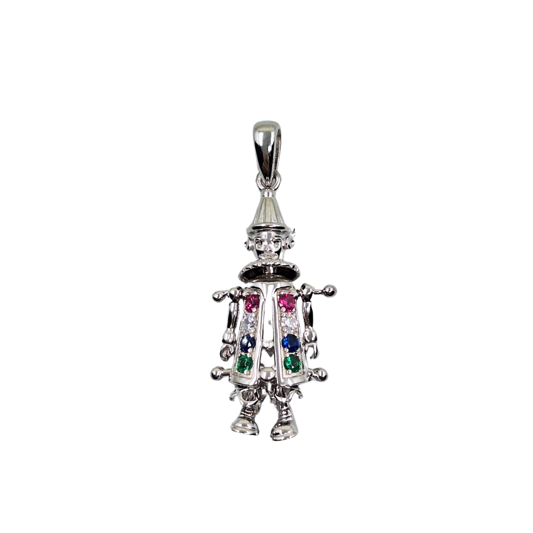 Silver Cubic Zirconia Clown Pendant