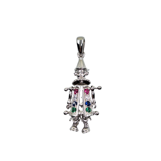 Silver Cubic Zirconia Clown Pendant