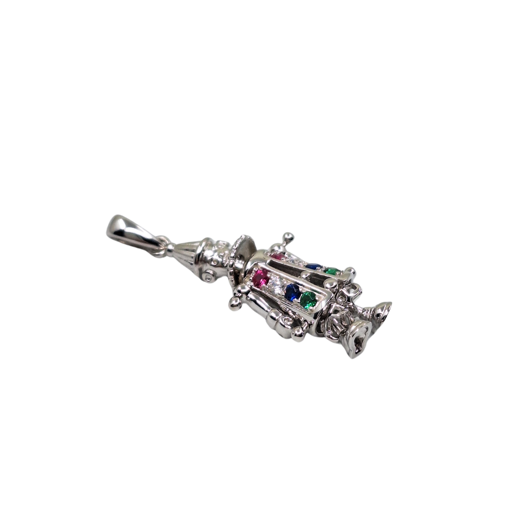 Silver Cubic Zirconia Clown Pendant