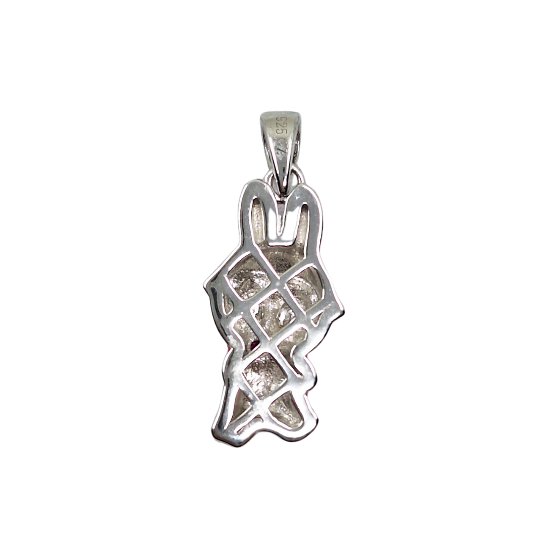Silver Pink Enamel Cubic Zirconia Monster Pendant