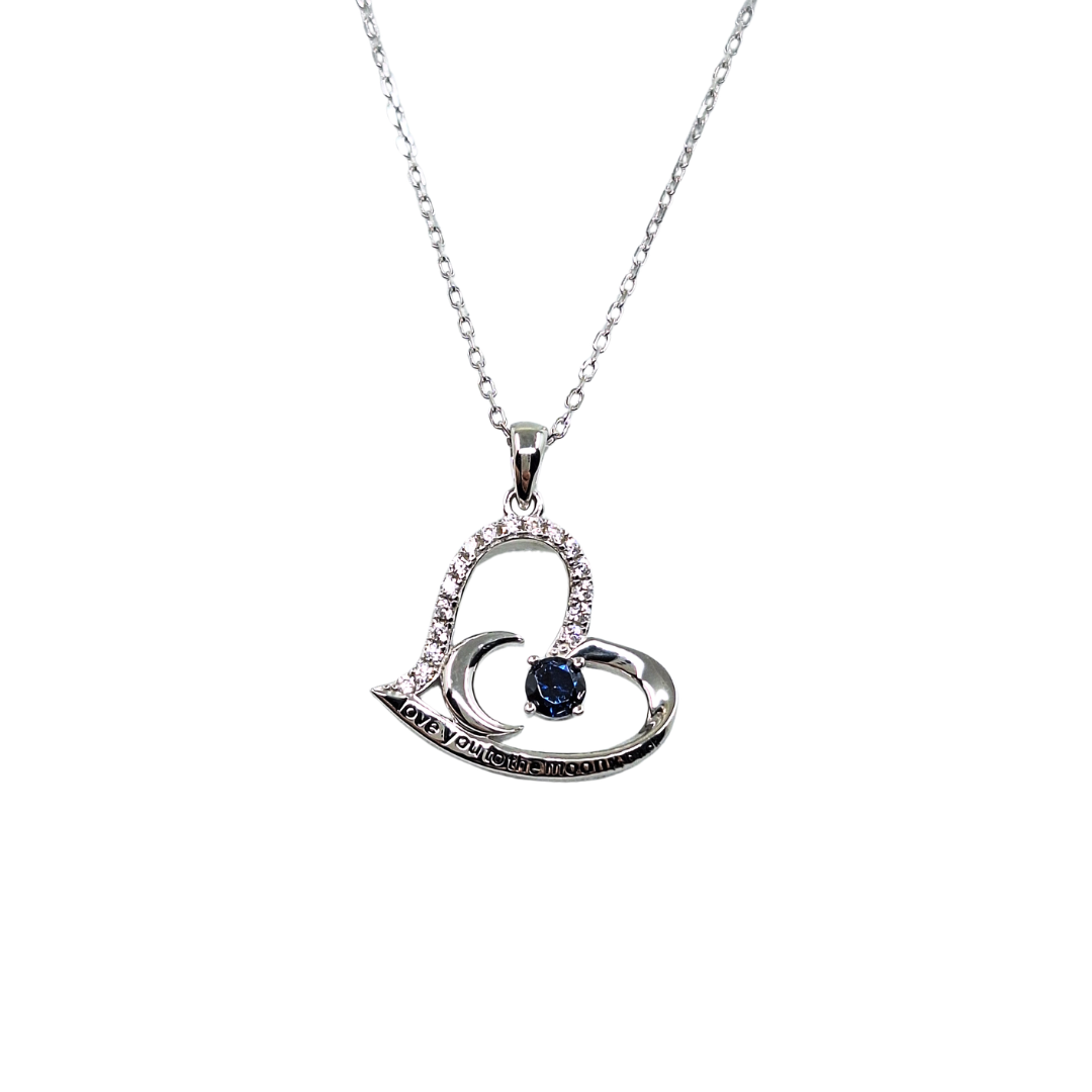 Silver Blue & White Cubic Zirconia 'To The Moon & Back' Necklace