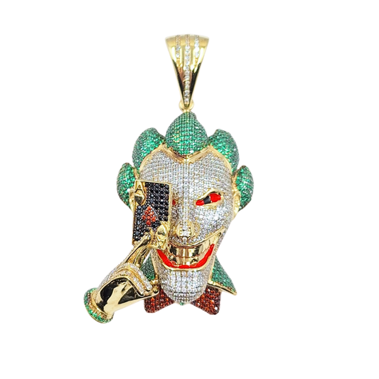 9ct Yellow Gold CZ Joker Pendant