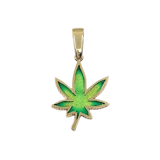 9ct Yellow Gold Green Leaf Pendant