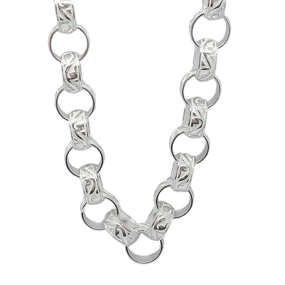 Silver Patterned Belcher Chain 24"