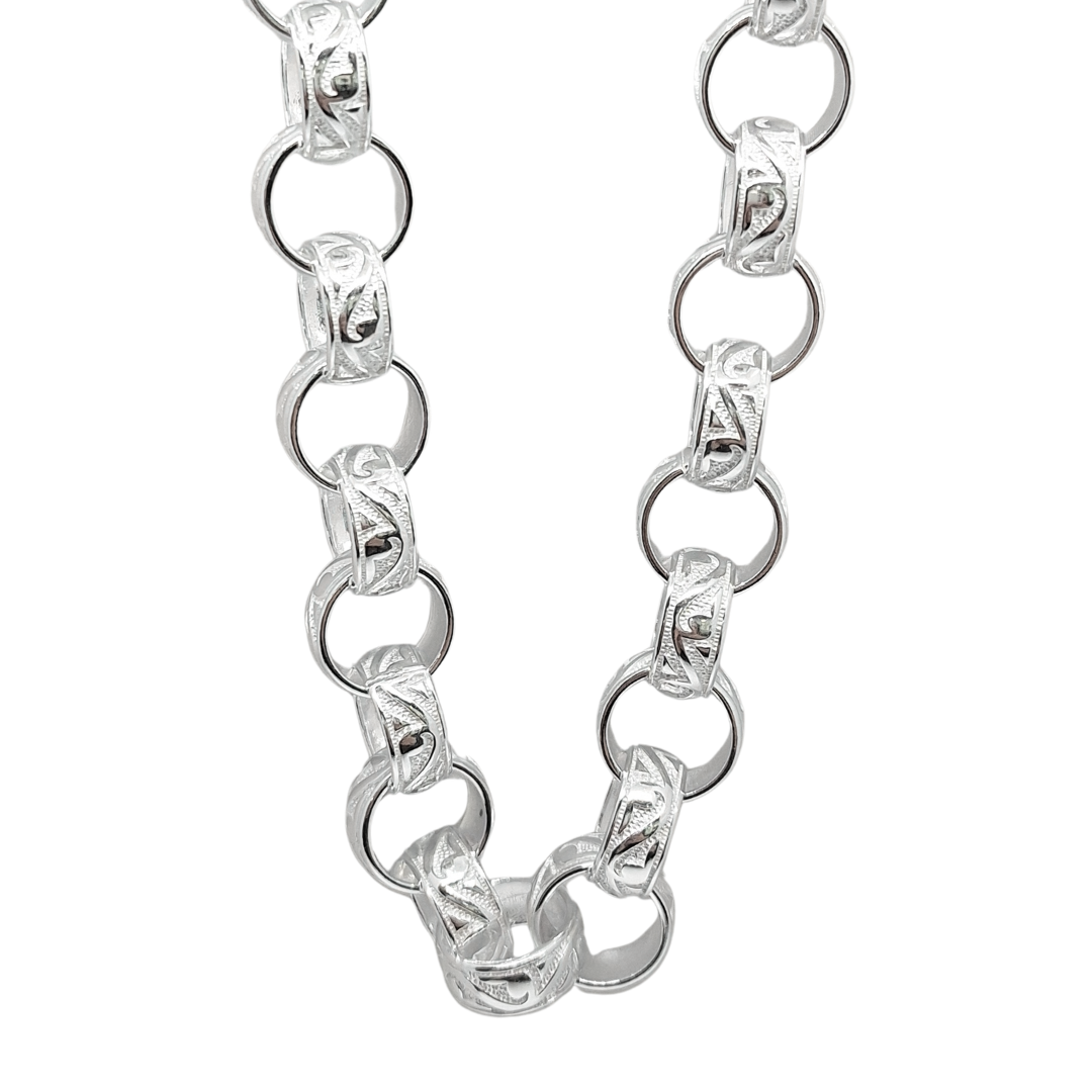 Silver Patterned Belcher Chain 30"