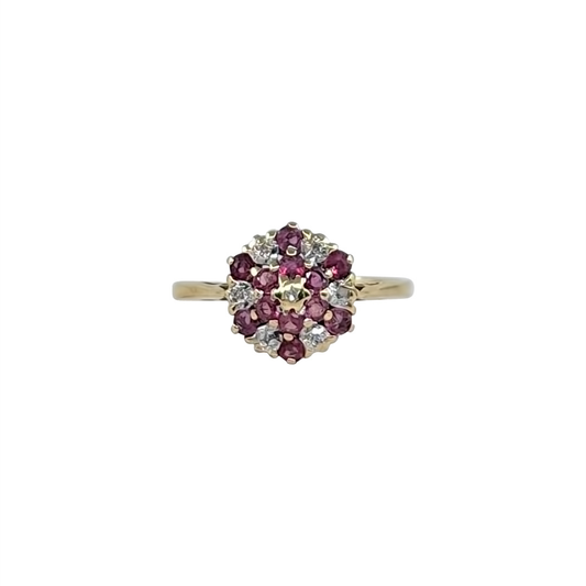 9ct Yellow Gold Pink Sapphire & Diamond Ring