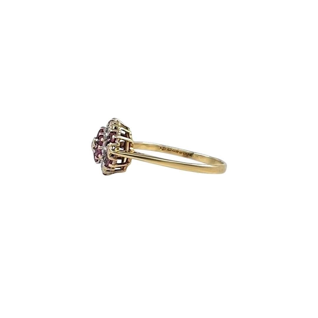 9ct Yellow Gold Pink Sapphire & Diamond Ring