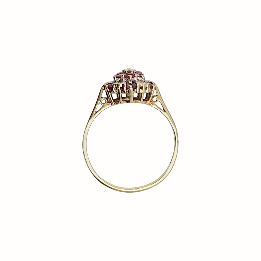 9ct Yellow Gold Pink Sapphire & Diamond Ring