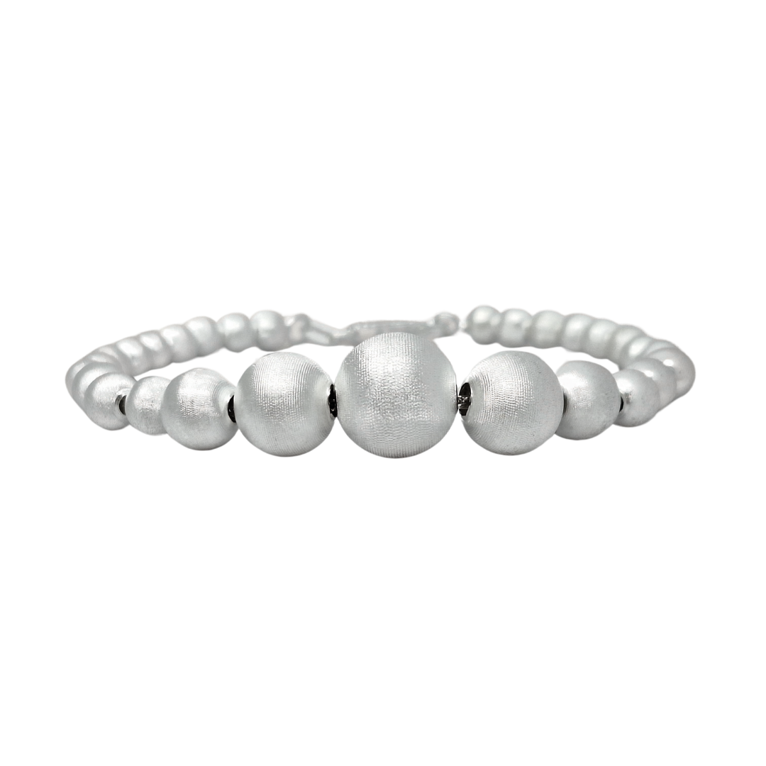 Silver Matt Graduated Ball Bracelet 7"