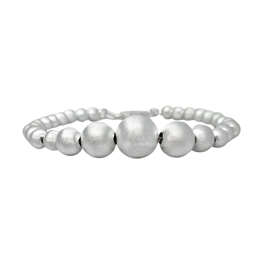 Silver Matt Graduated Ball Bracelet 7"