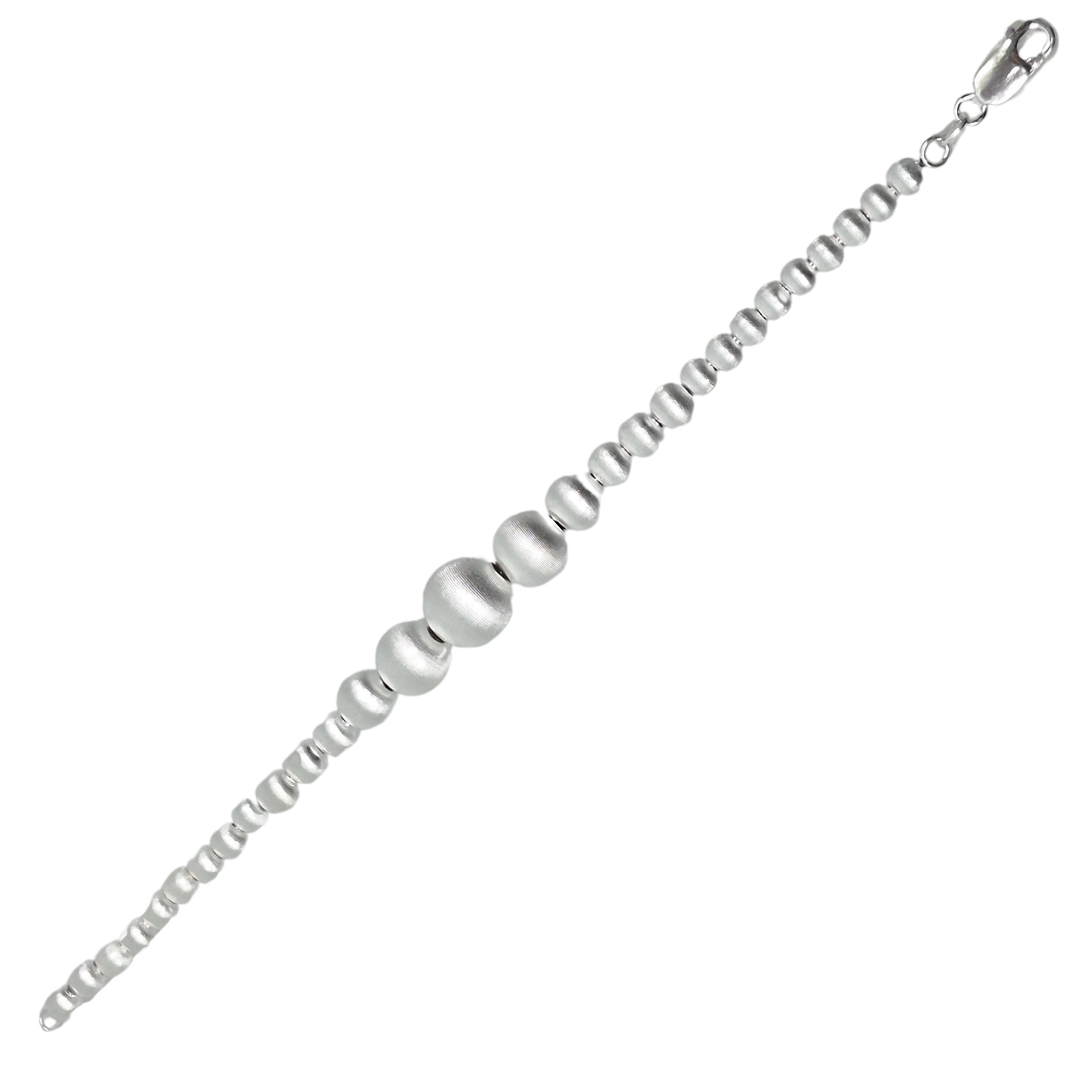 Silver Matt Graduated Ball Bracelet 7"