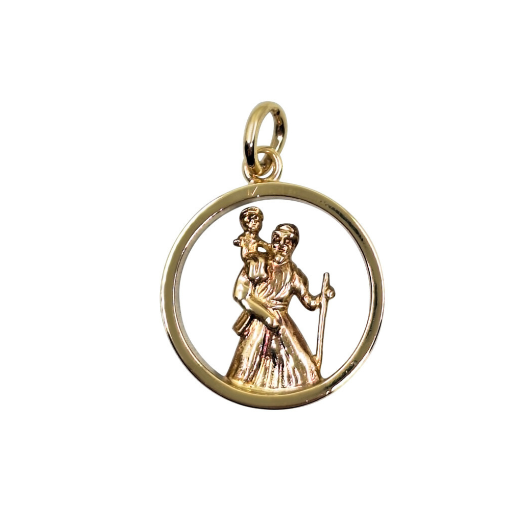 9ct Yellow Gold Open St Christopher Pendant
