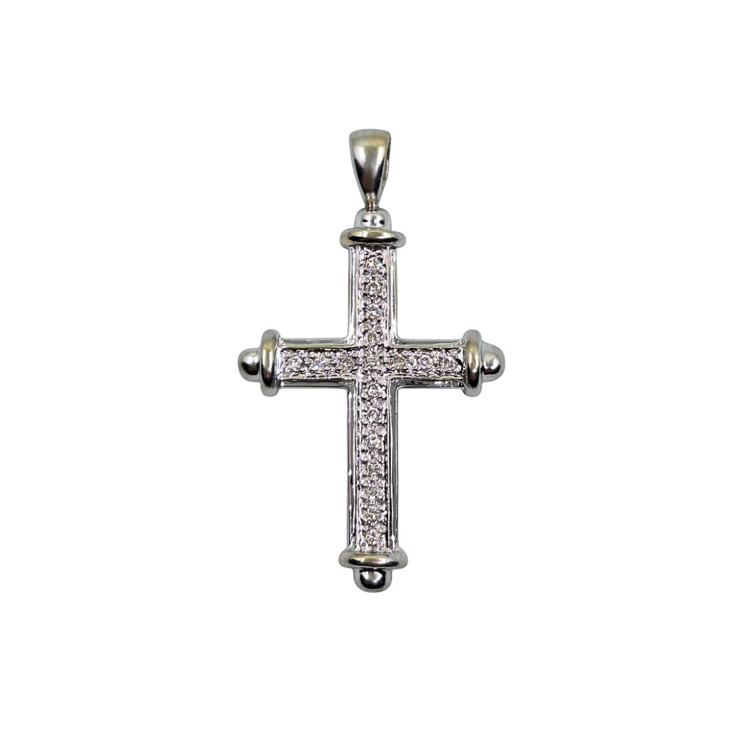 9ct White Gold Diamond Cross Pendant 0.15ct