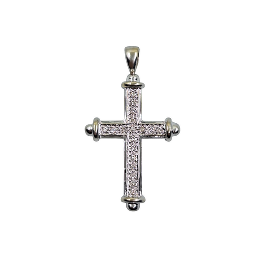 9ct White Gold Diamond Cross Pendant 0.15ct