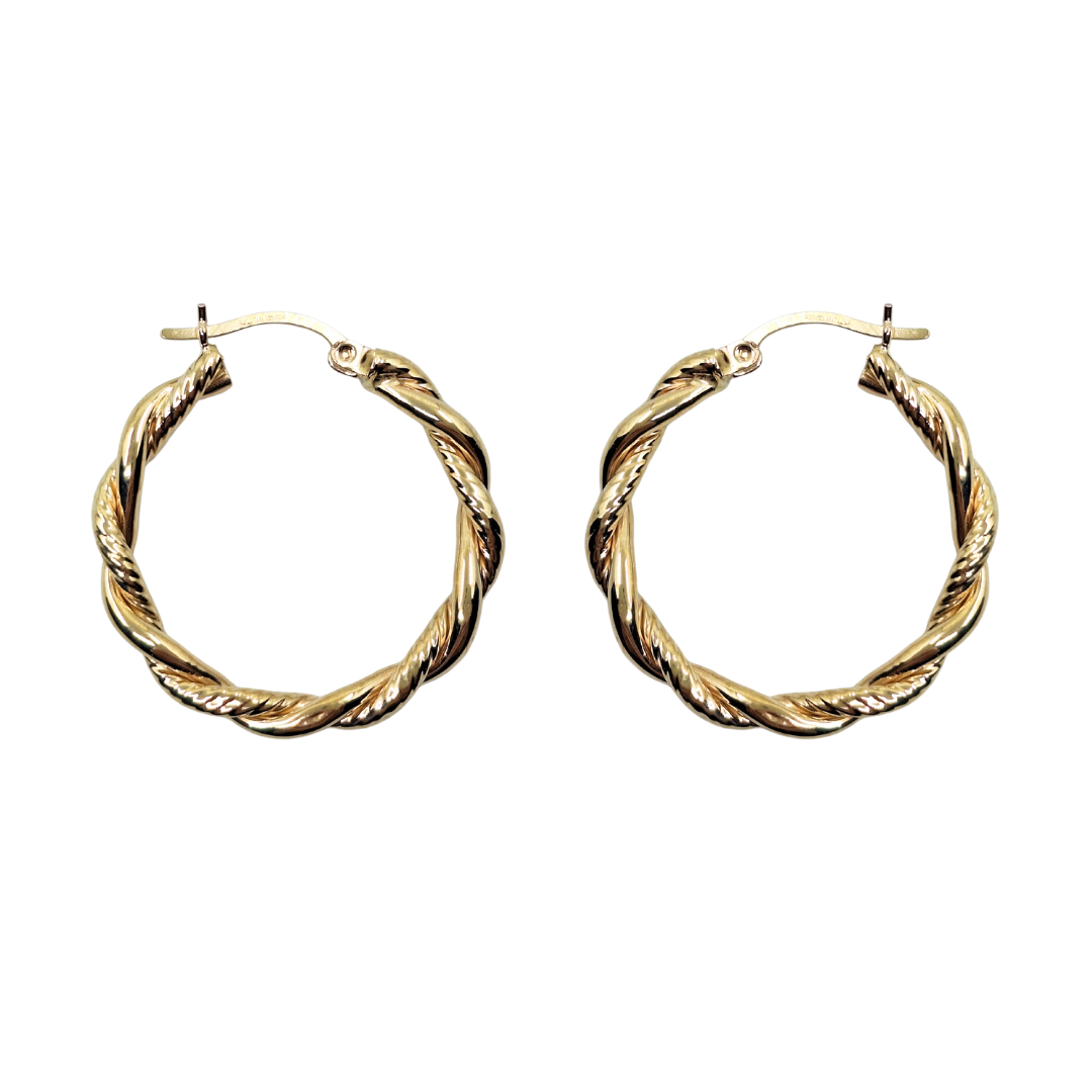 9ct Yellow Gold Twist Creole Earrings