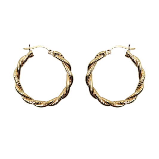 9ct Yellow Gold Twist Creole Earrings