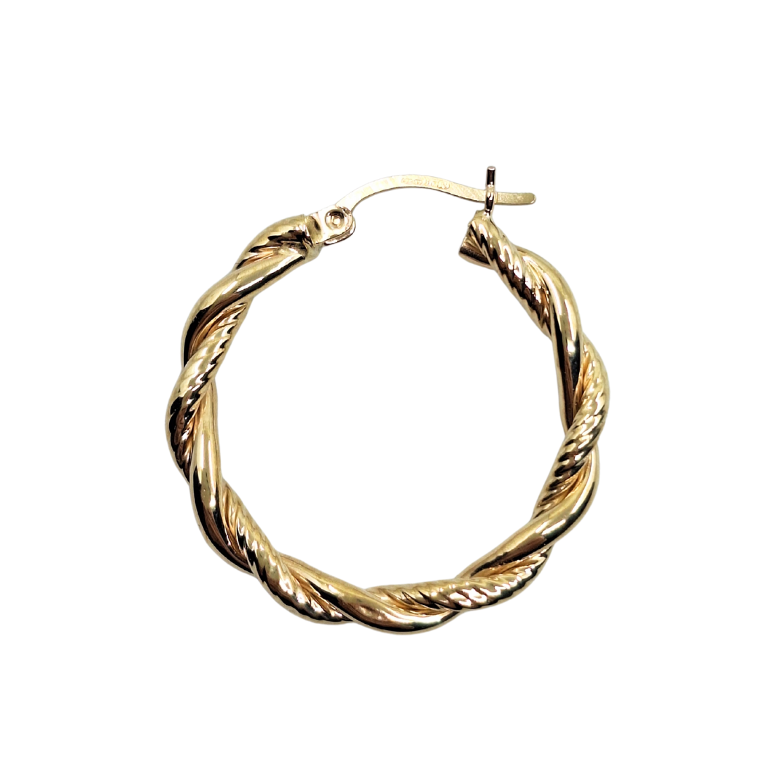 9ct Yellow Gold Twist Creole Earrings