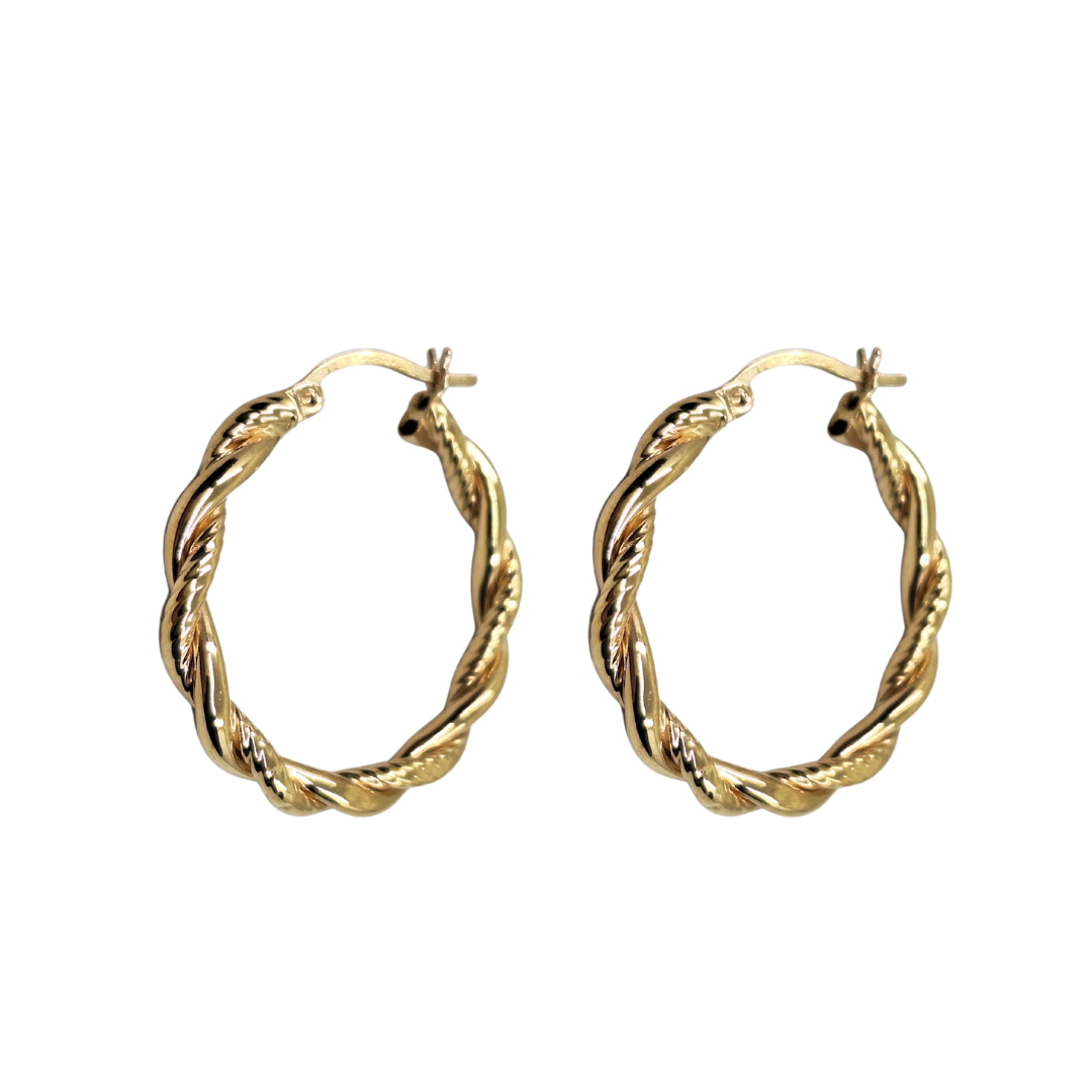 9ct Yellow Gold Twist Creole Earrings