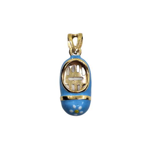 9ct Yellow Gold Blue Baby Shoe Pendant
