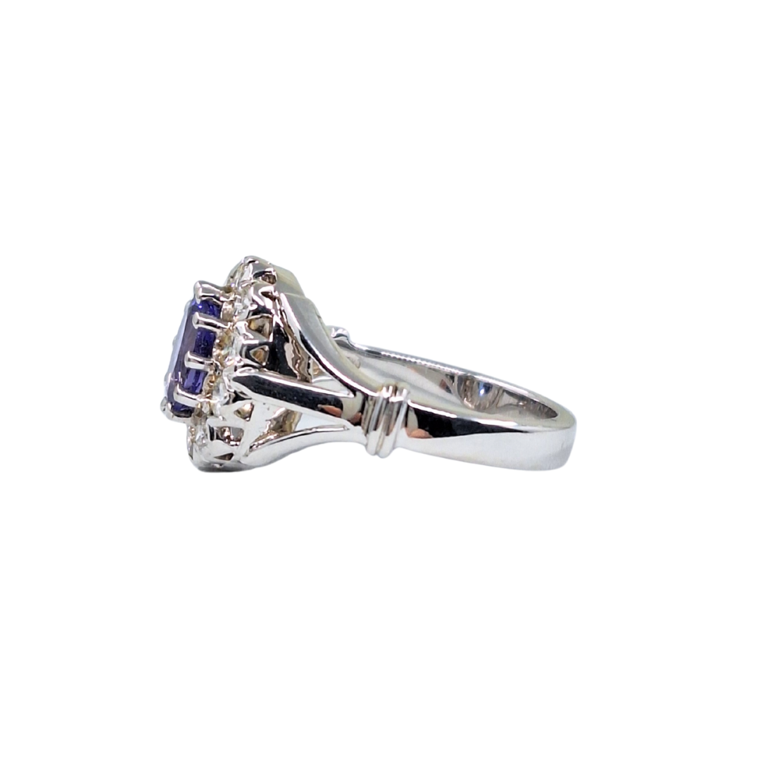 18ct White Gold Tanzanite & Diamond Cluster Ring