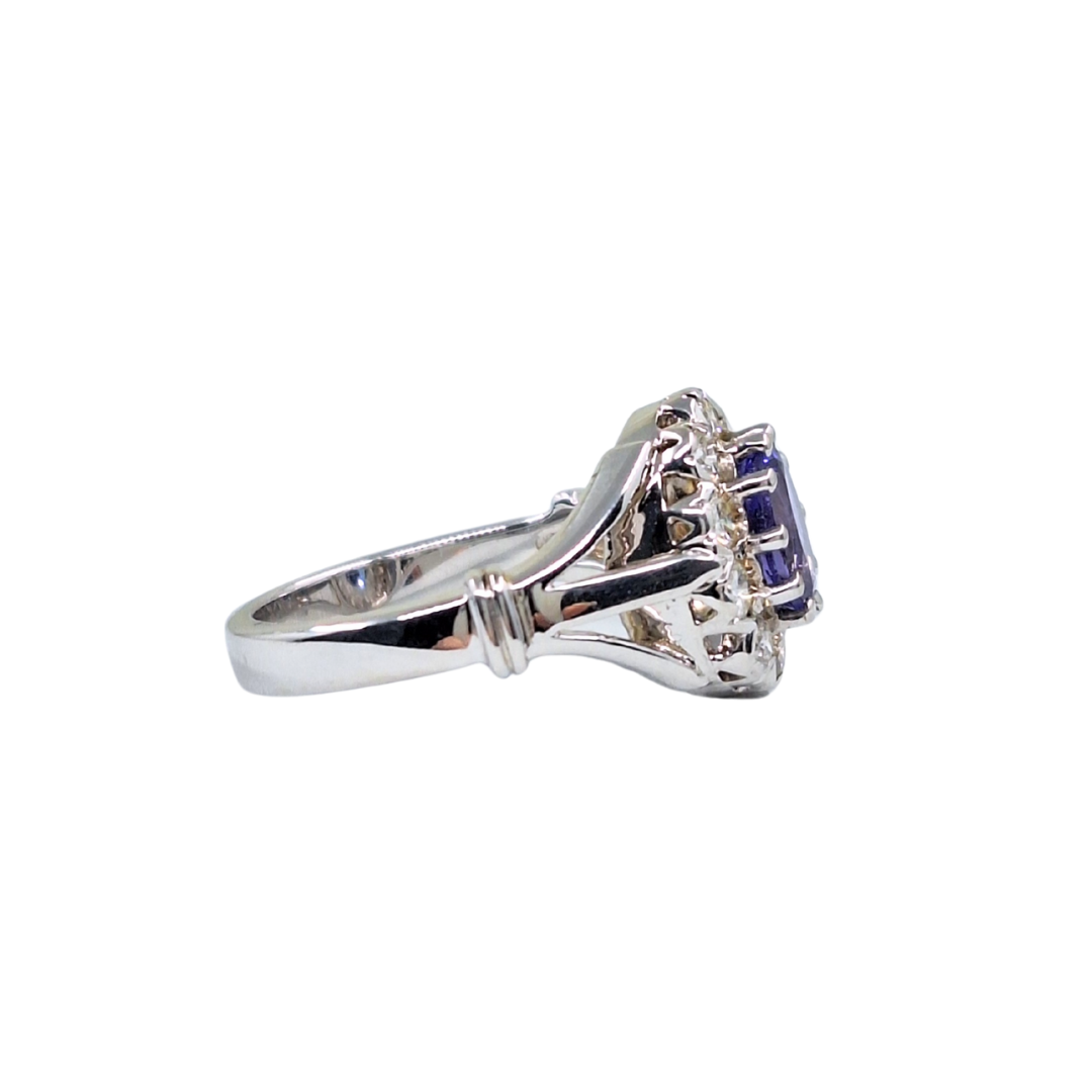18ct White Gold Tanzanite & Diamond Cluster Ring