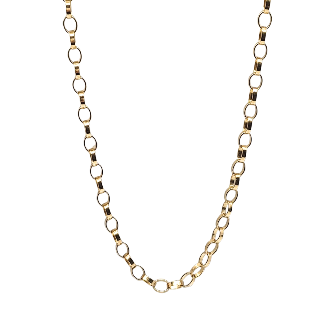 9ct Yellow Gold Oval Link Belcher Chain 29"
