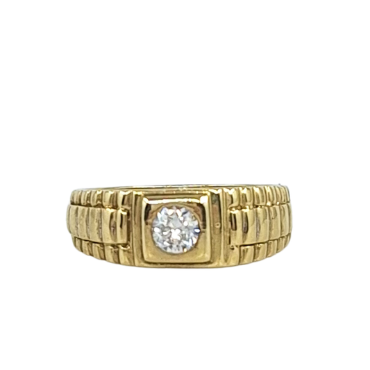 9ct Yellow Gold CZ Rolex Style Ring