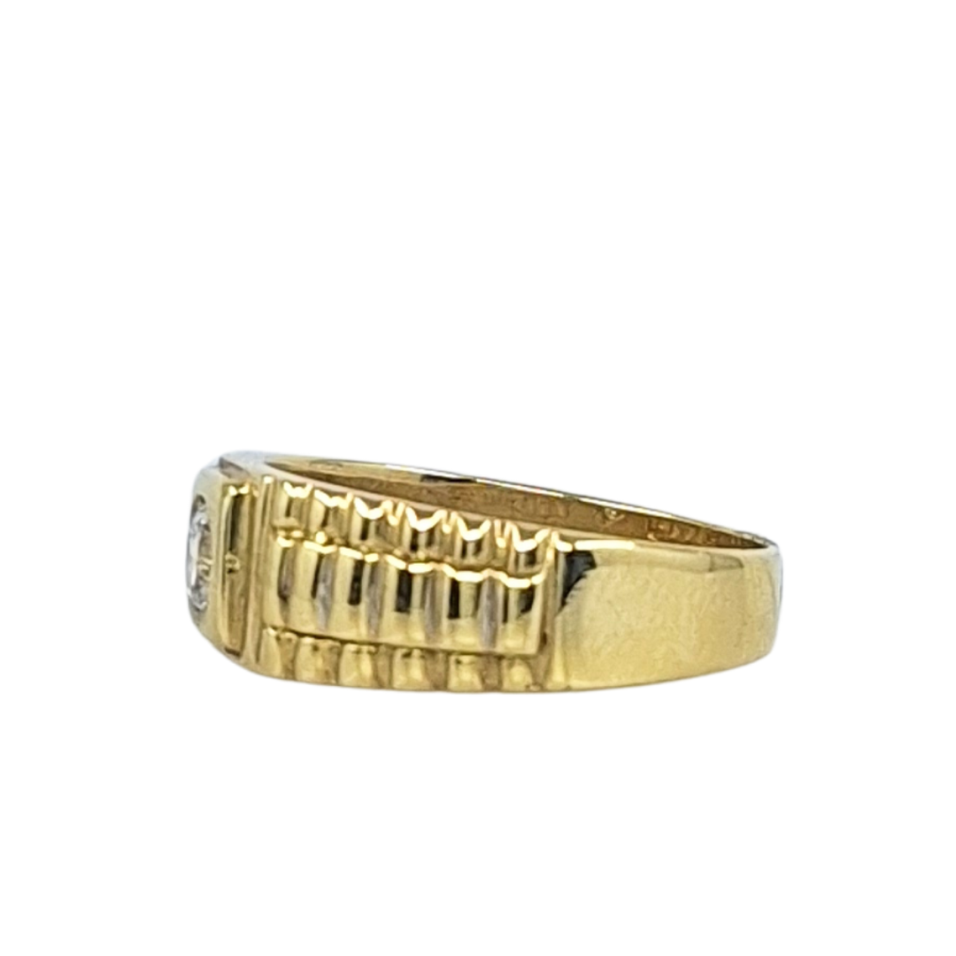 9ct Yellow Gold CZ Rolex Style Ring