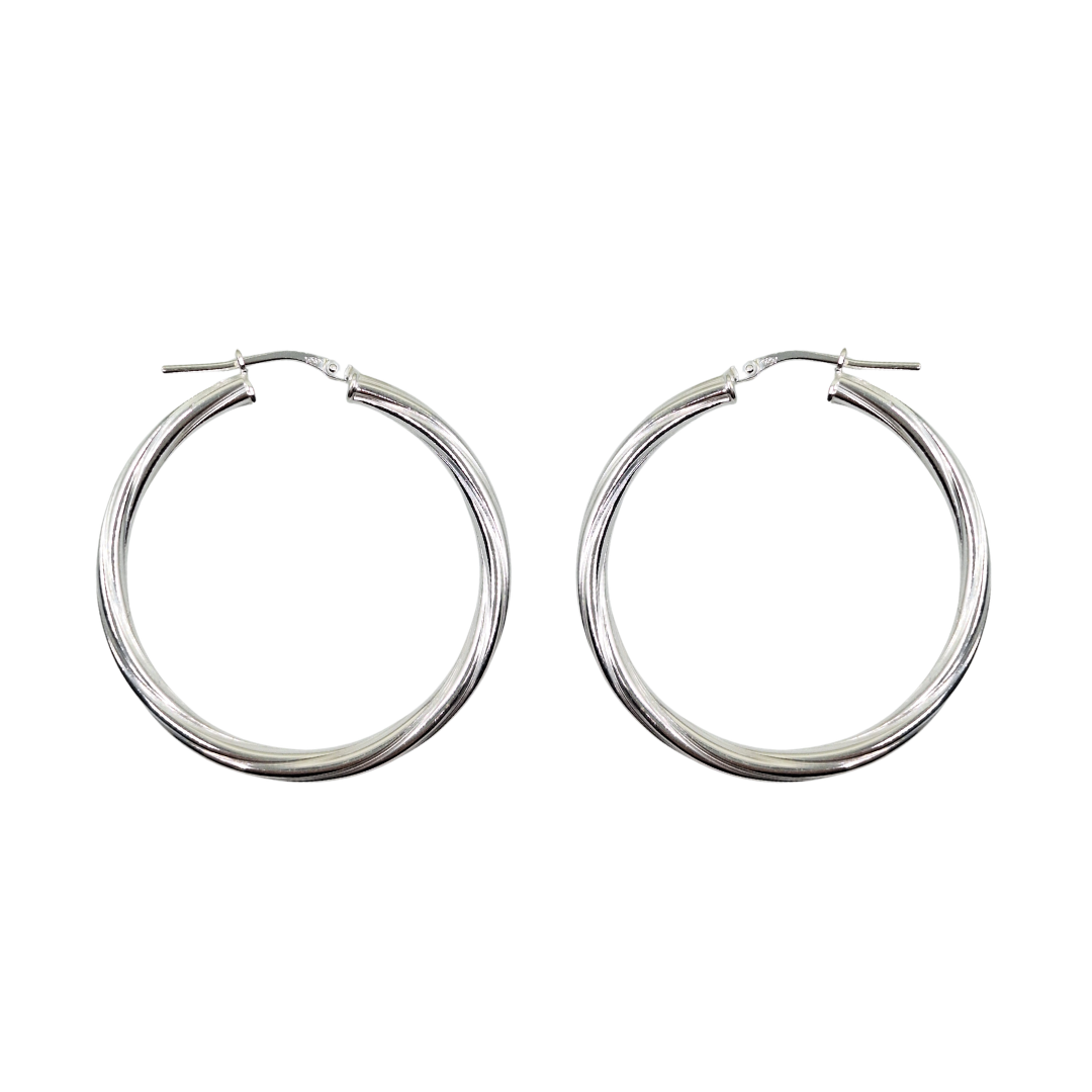 Silver Twist Hoop Earrings