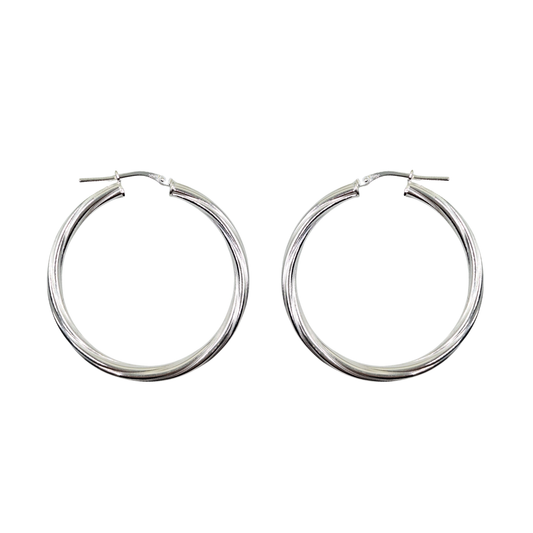 Silver Twist Hoop Earrings