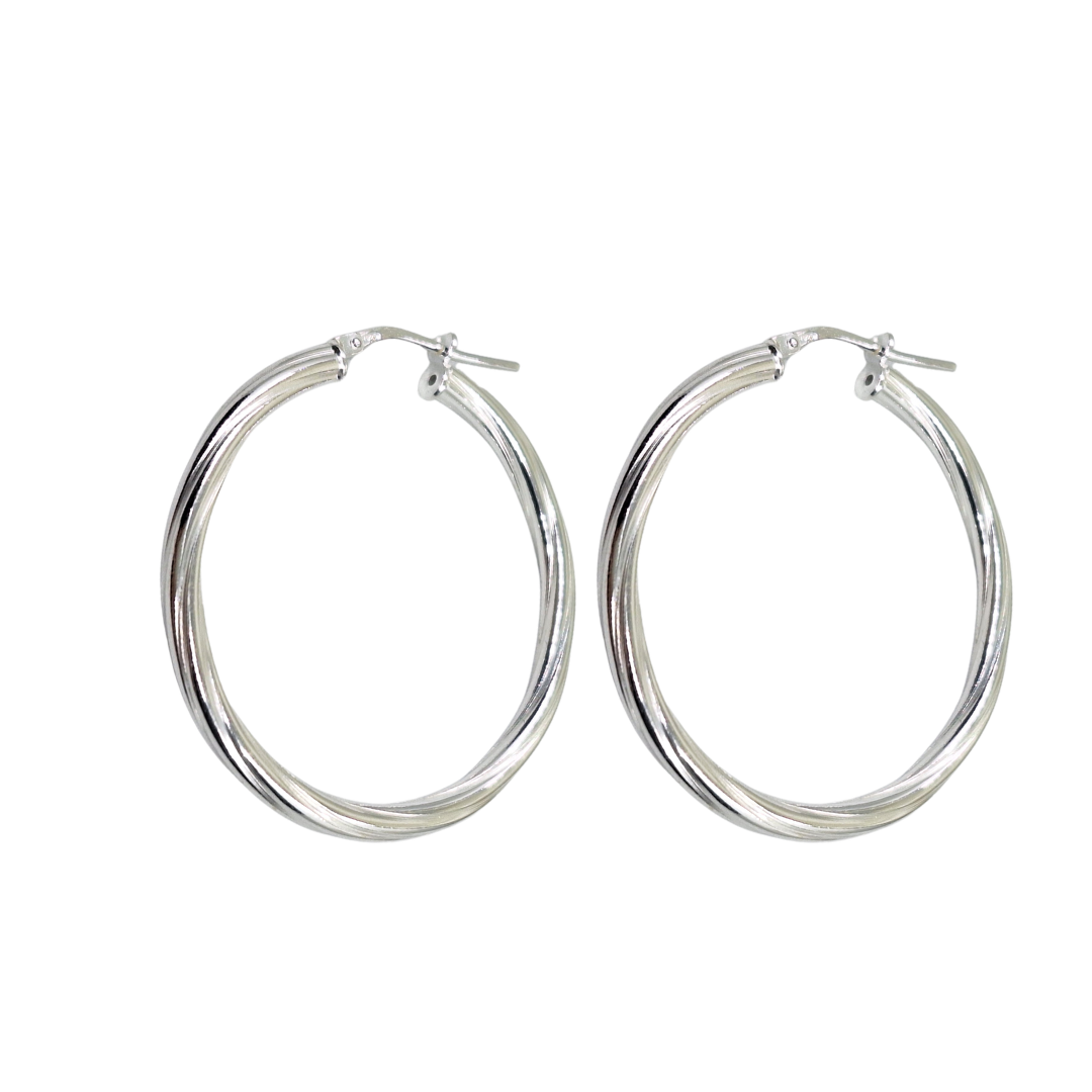 Silver Twist Hoop Earrings