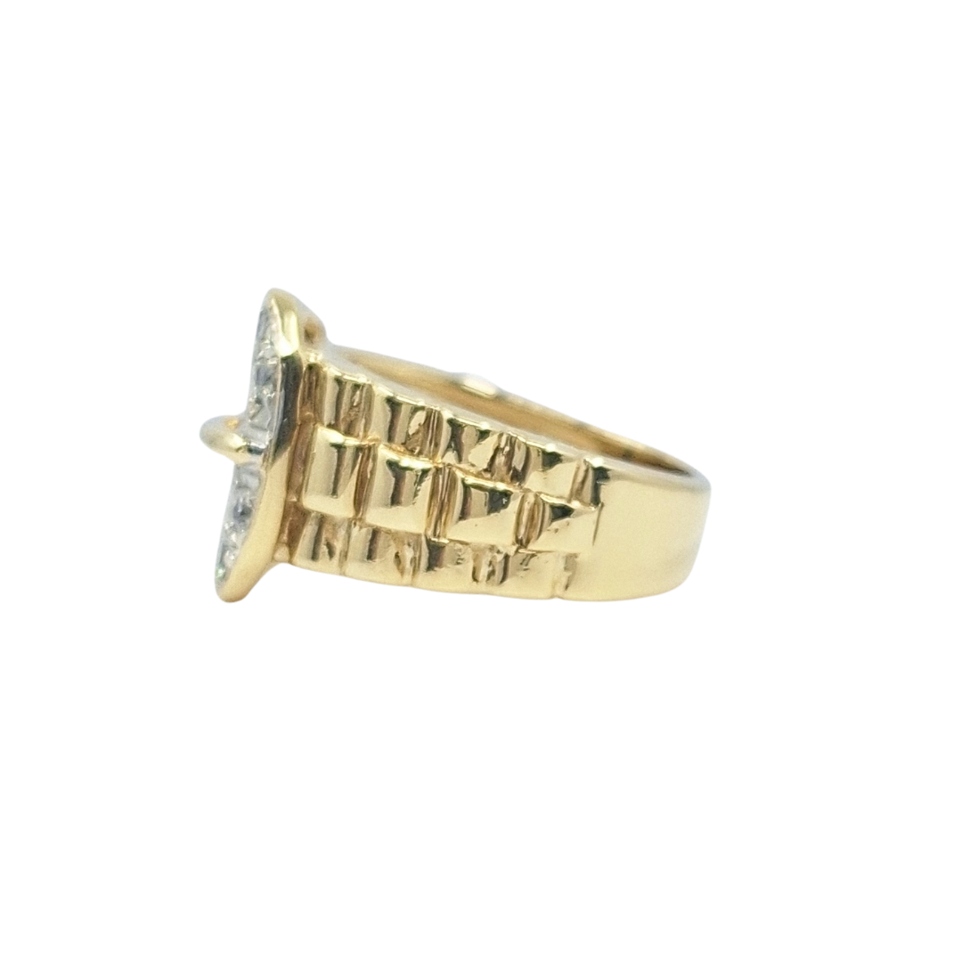 9ct Yellow Gold CZ Buckle Ring