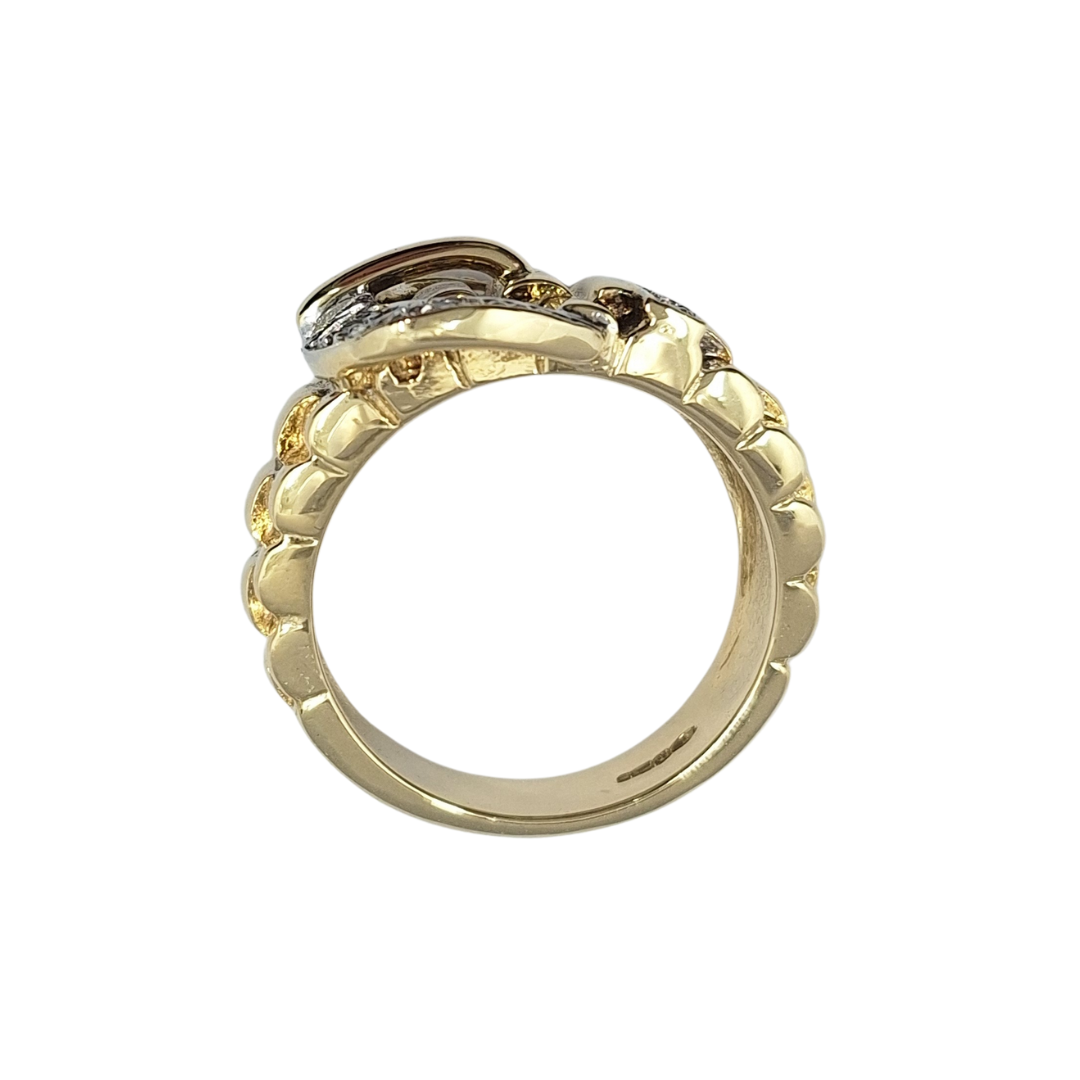 9ct Yellow Gold CZ Buckle Ring