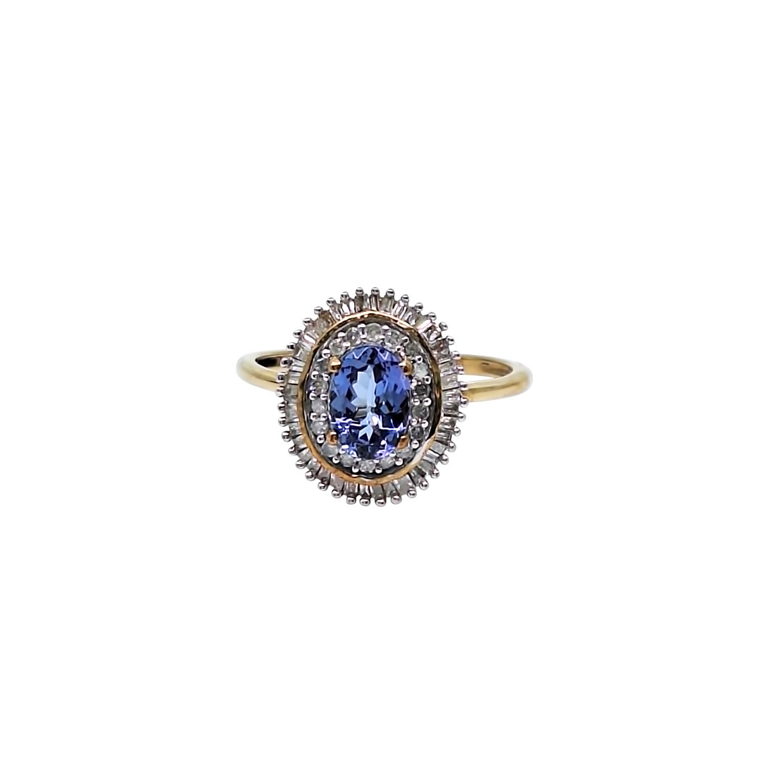 9ct Yellow Gold Tanzanite & Diamond Ring
