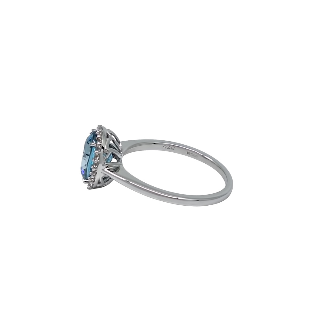 9ct White Gold Ratanakiri Blue & Zircon Ring