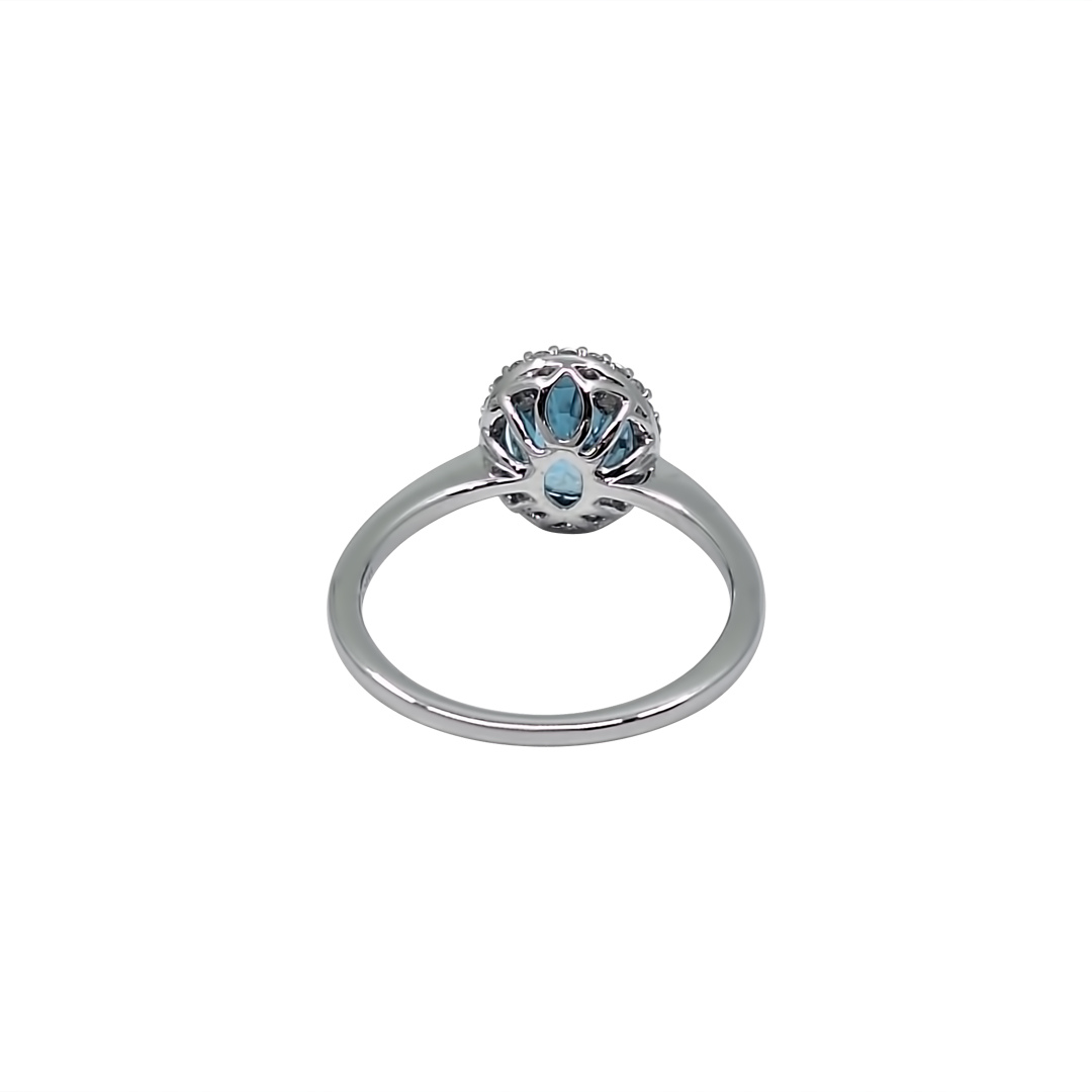 9ct White Gold Ratanakiri Blue & Zircon Ring
