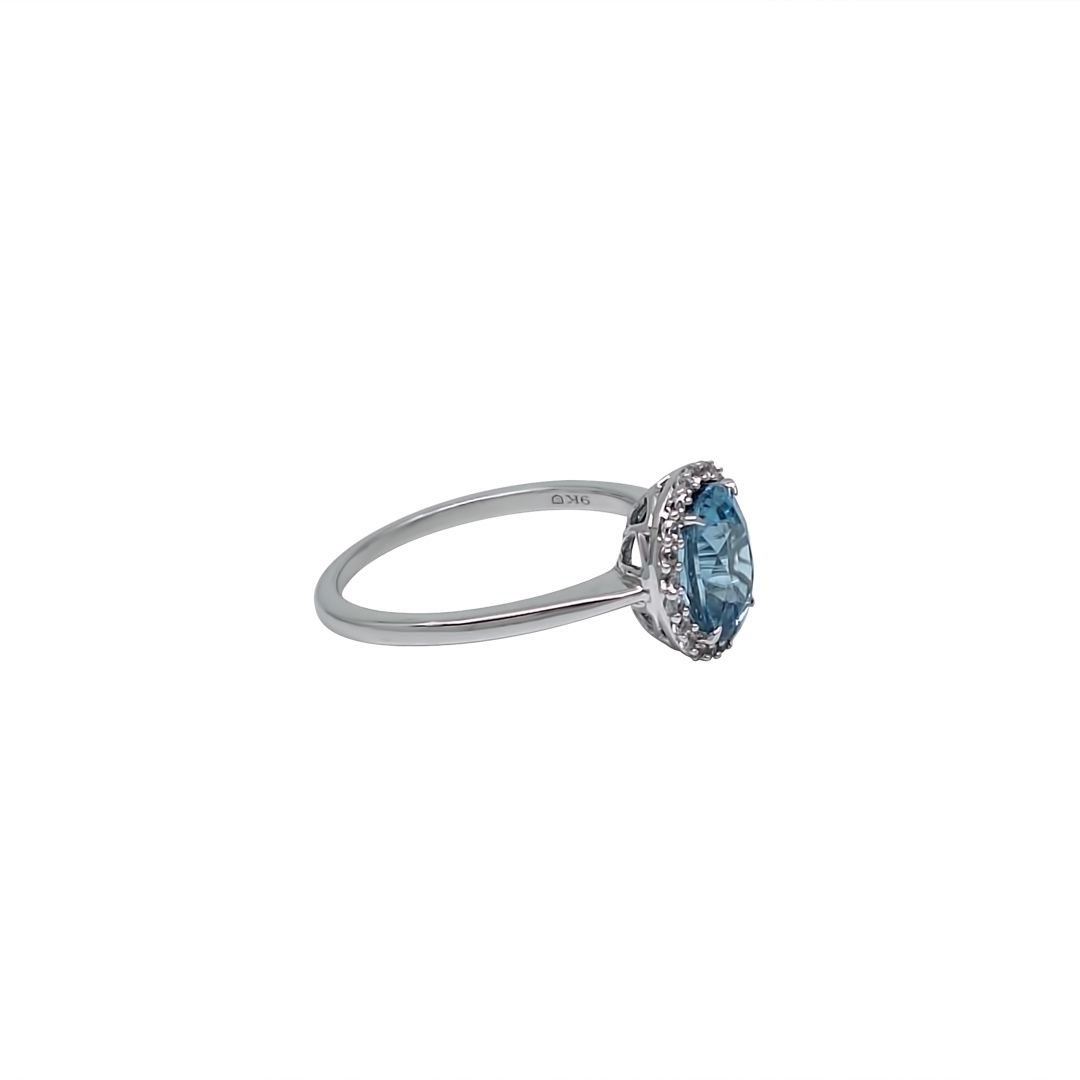 9ct White Gold Ratanakiri Blue & Zircon Ring