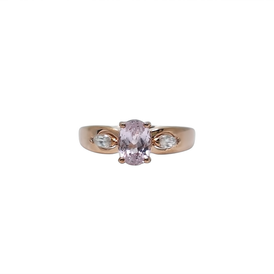 9ct Rose Gold Kunzite & Zircon Ring 1.30ct
