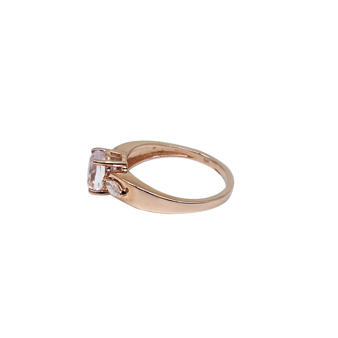 9ct Rose Gold Kunzite & Zircon Ring 1.30ct