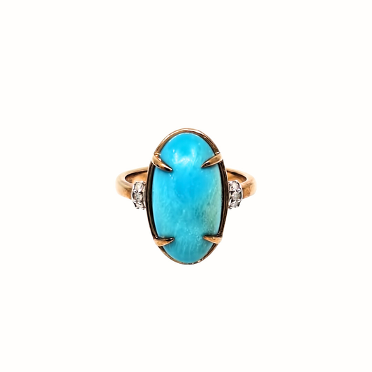 9ct Rose Gold Turquoise & Diamond Ring 5.40ct