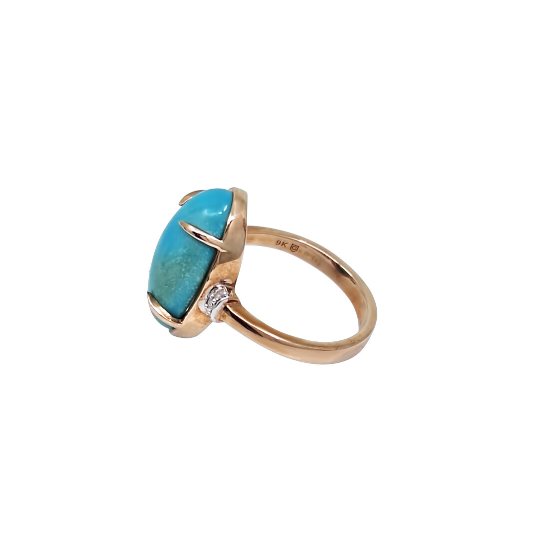 9ct Rose Gold Turquoise & Diamond Ring 5.40ct