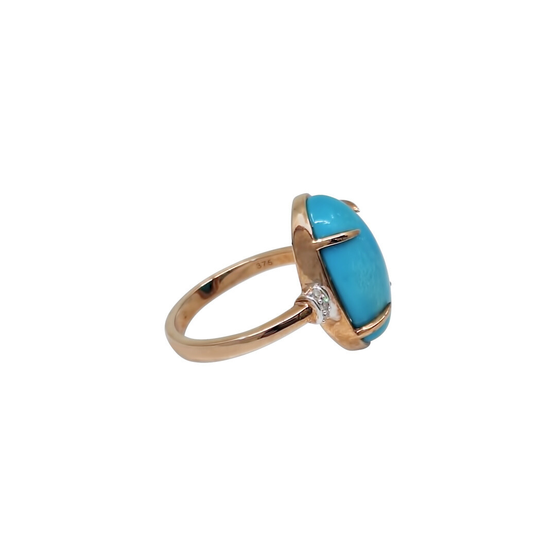 9ct Rose Gold Turquoise & Diamond Ring 5.40ct