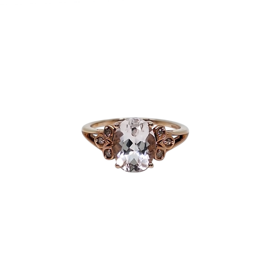 9ct Rose Gold Morganite & Champagne Diamond Ring 1.68ct