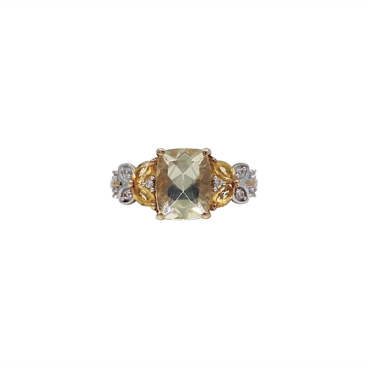 9ct Yellow Gold Serenite,Citrine & Zircon Ring 2.43ct