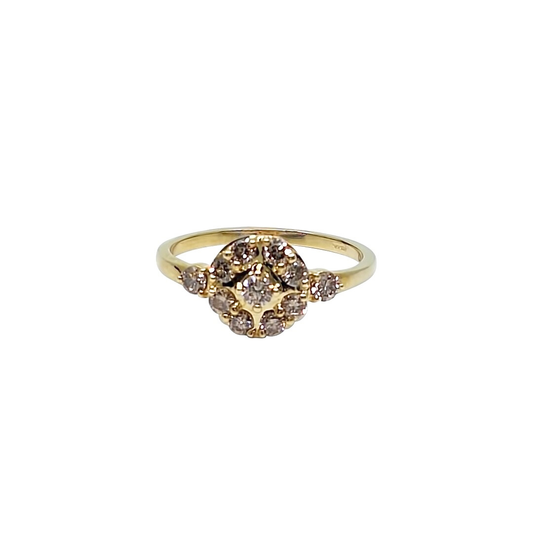 9ct Yellow Gold Diamond Cluster Ring 0.50ct