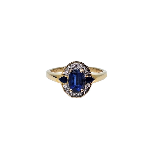 9ct Yellow Gold Nilamani & Zircon Ring 1.30ct