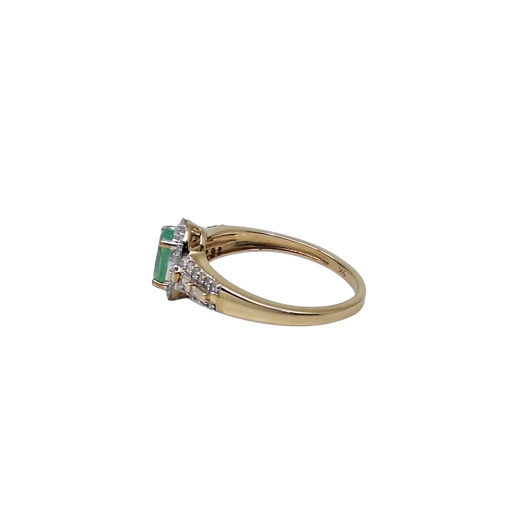 9ct Yellow Gold Emerald & Diamond Ring 1.00ct