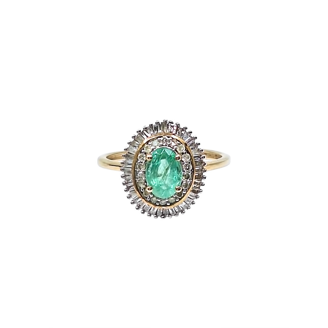 9ct Yellow Gold Emerald & Diamond Ring 1.00ct