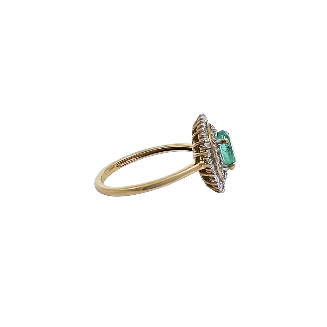 9ct Yellow Gold Emerald & Diamond Ring 1.00ct